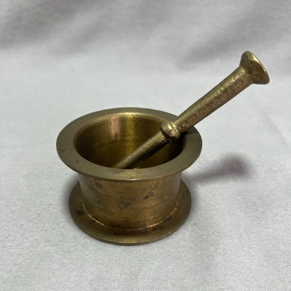 Vintage Brass Mortar and Pestle Gold Brass Vintage Apothecary Kitchen Decor
